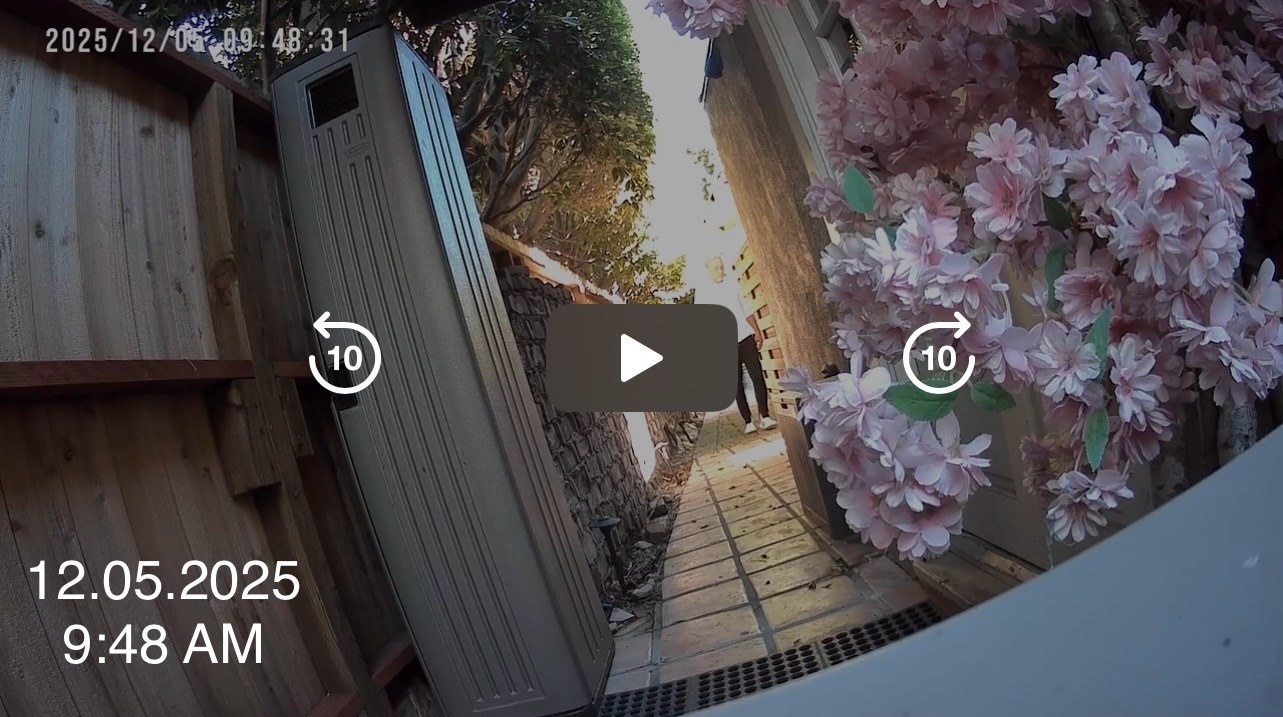 December 5, 2025 at 9:48 AM: landlord approaches the location of the waste.
